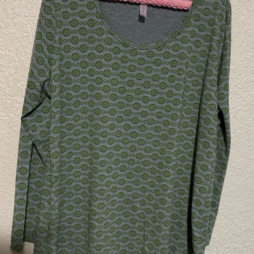 LuLaRoe Green Fitted Long Sleeve Blouse 3x
